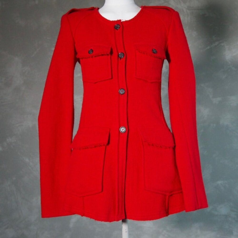 Isabel Marant Bright Red Military-Inspired Button Front Blazer